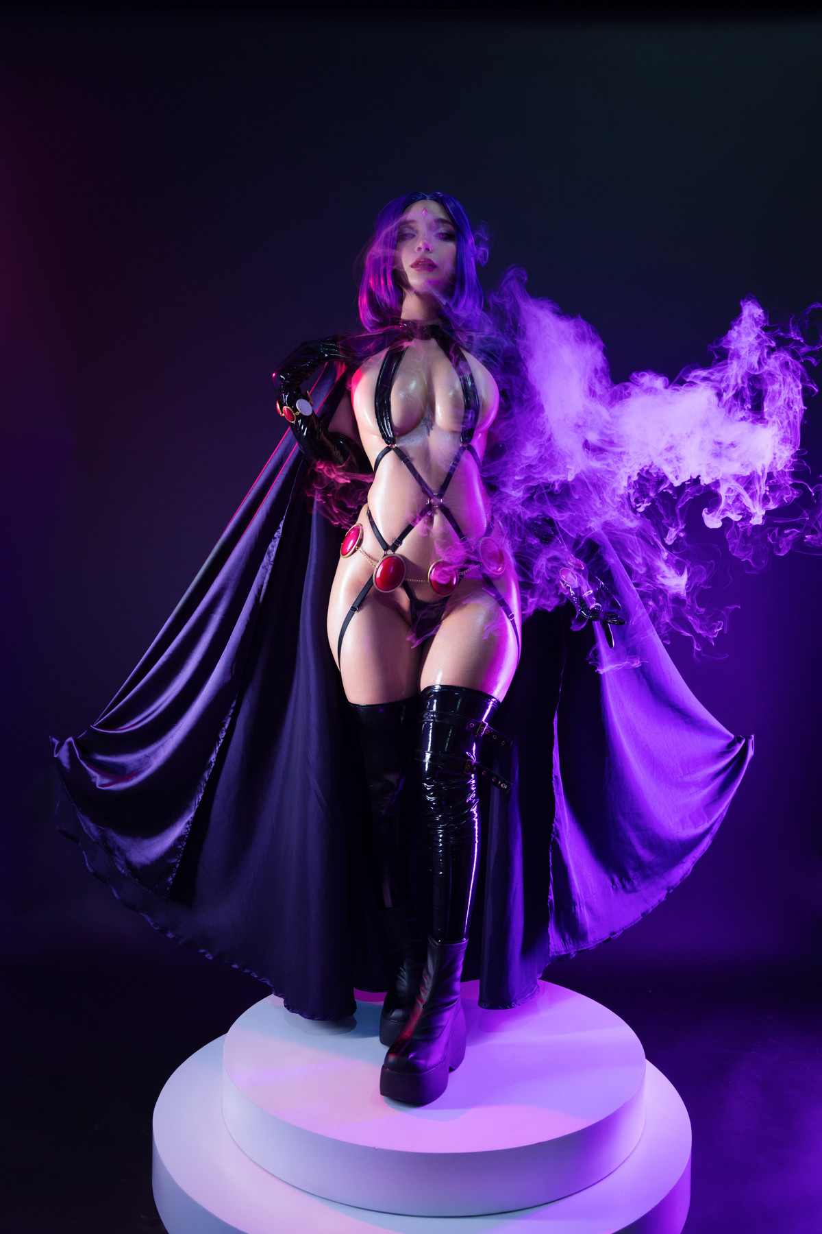 Cosplay Umeko.J Raven Latex Lingerie Set.01(1)