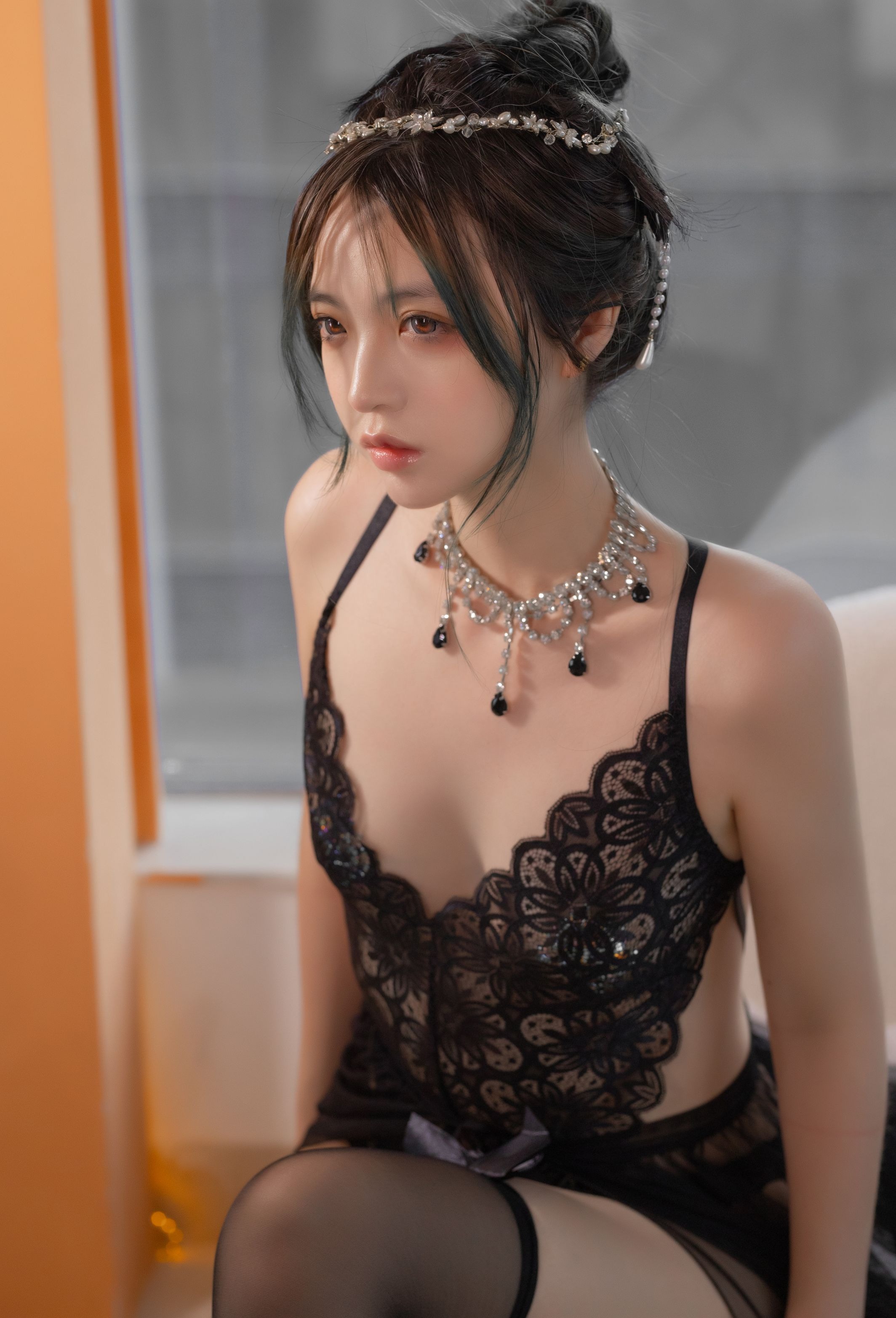 疯猫 2022夏日限定A本 黑裙子 扎头发 [20P-322MB](9)