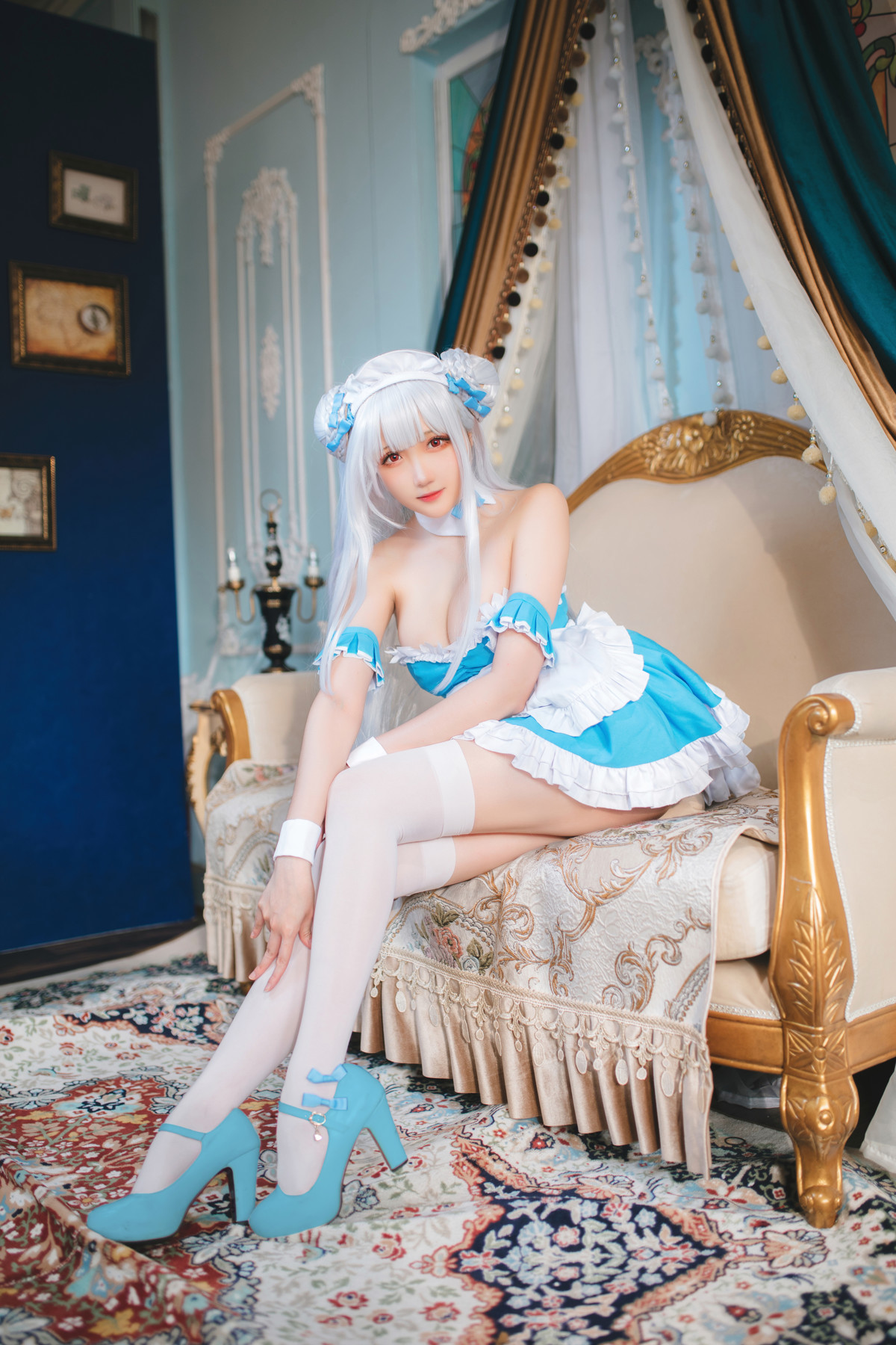 Cosplay 瓜希酱 碧蓝航线 小天鹅女仆(7)