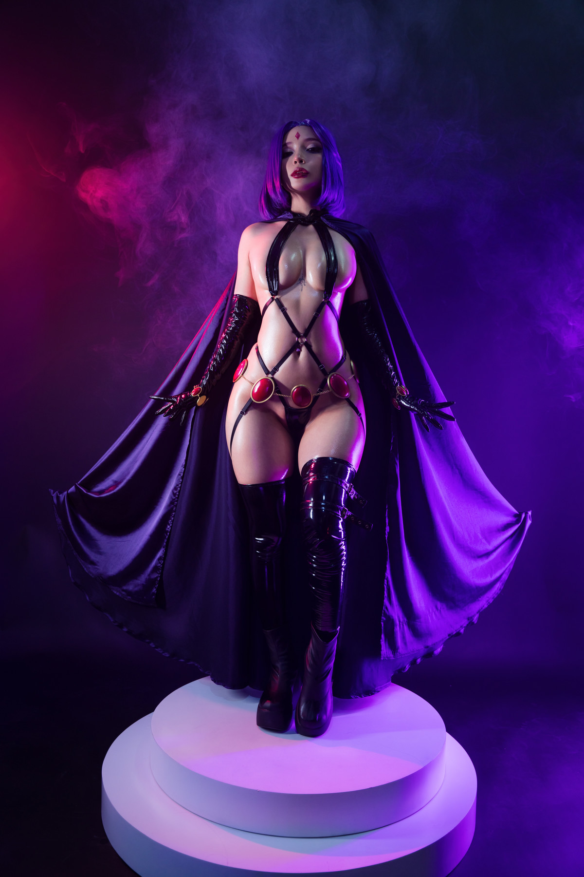 Cosplay Umeko.J Raven Latex Lingerie Set.01(3)