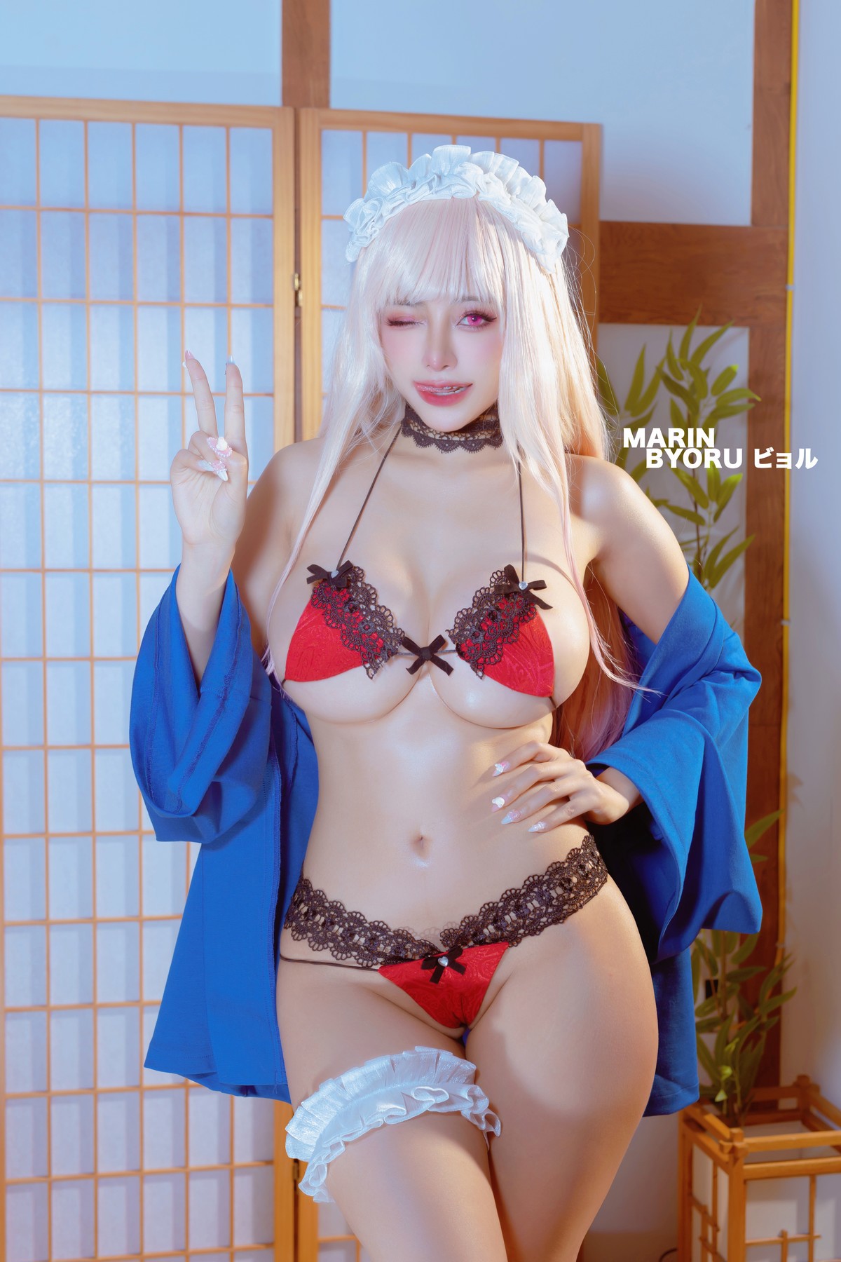 Cosplay 日本性感萝莉Byoru Marin Red Lingerie(4)