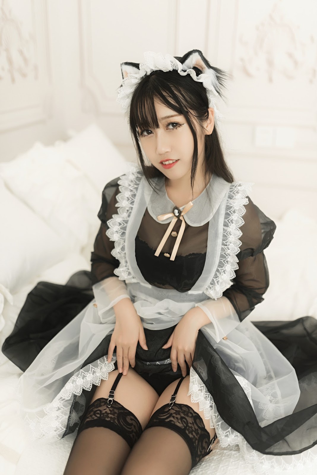 Cosplay 不呆猫 透明黑丝女仆(2)