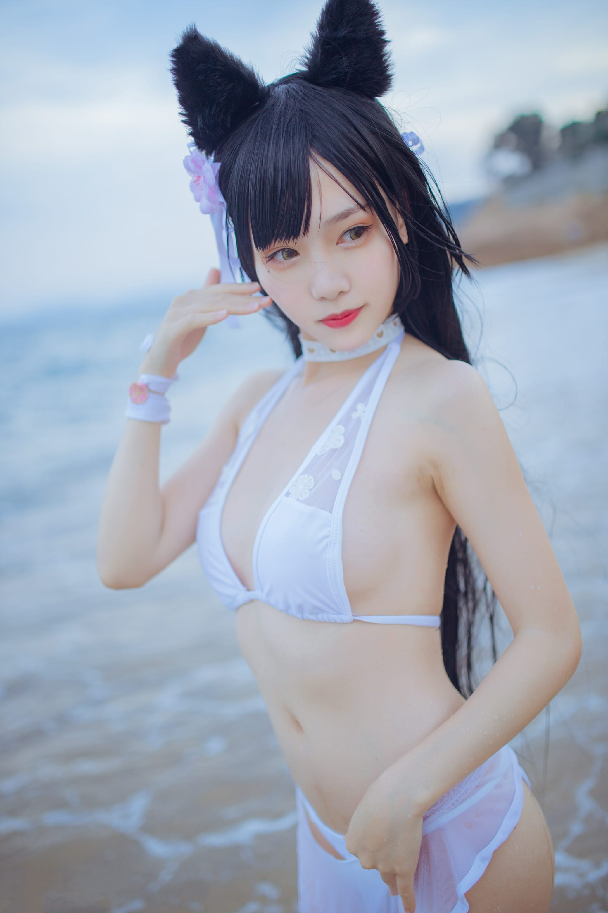 抖娘利世-碧蓝航线高雄 爱宕泳装[41P](7)