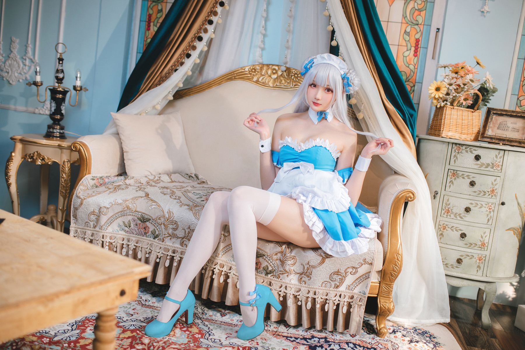 Cosplay 瓜希酱 碧蓝航线 小天鹅女仆(3)