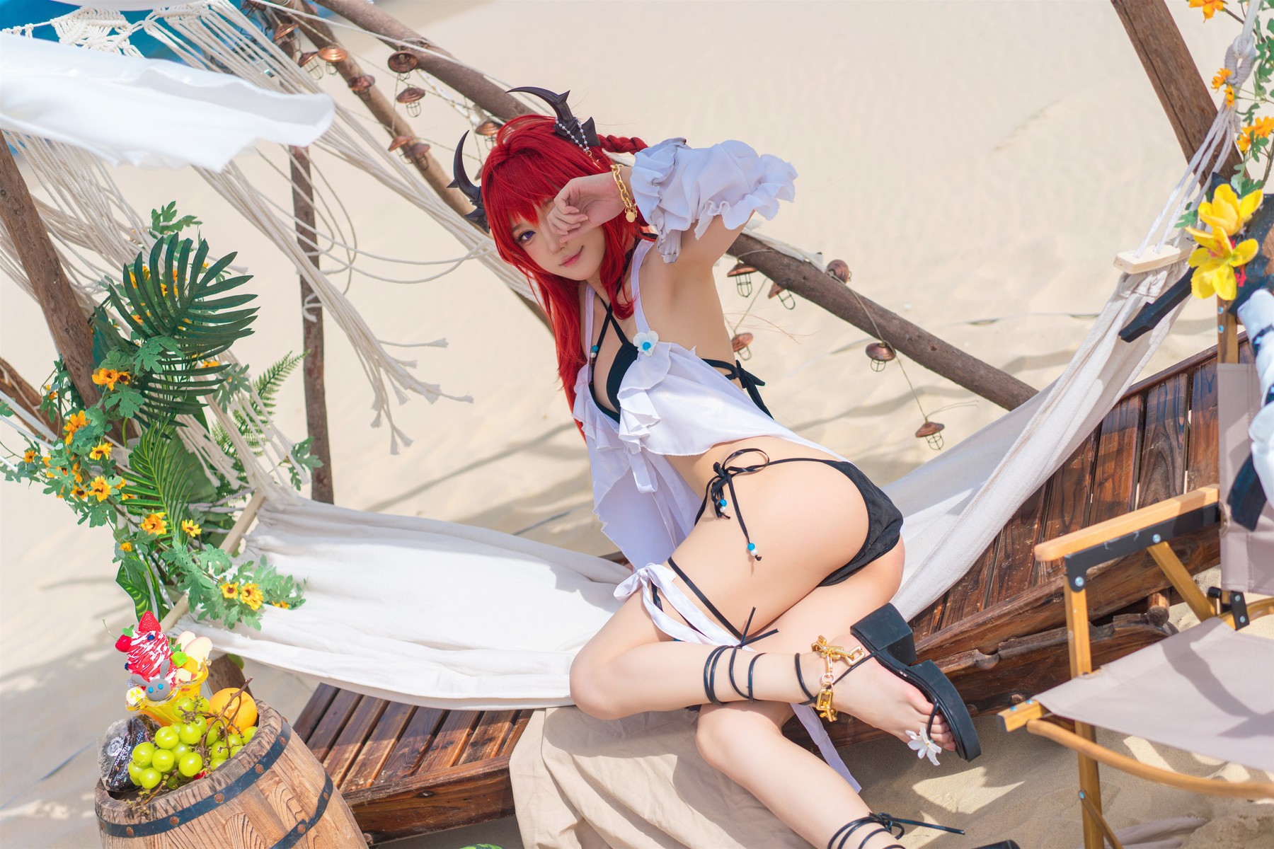 Cosplay 阿包也是兔娘 明日方舟 史尔特尔泳装(3)