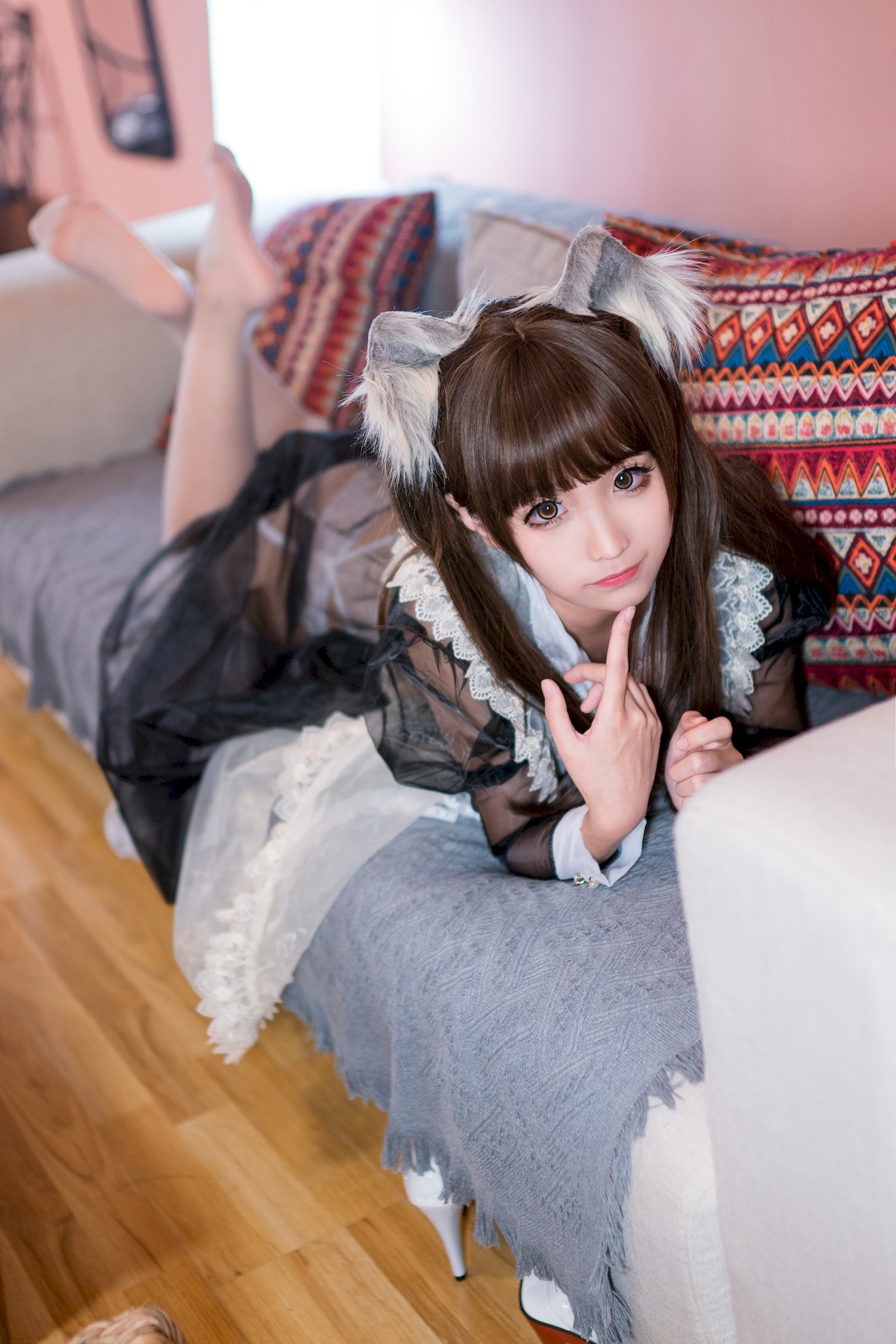 Cosplay 蠢沫沫 Chunmomo 黑透明女仆(10)