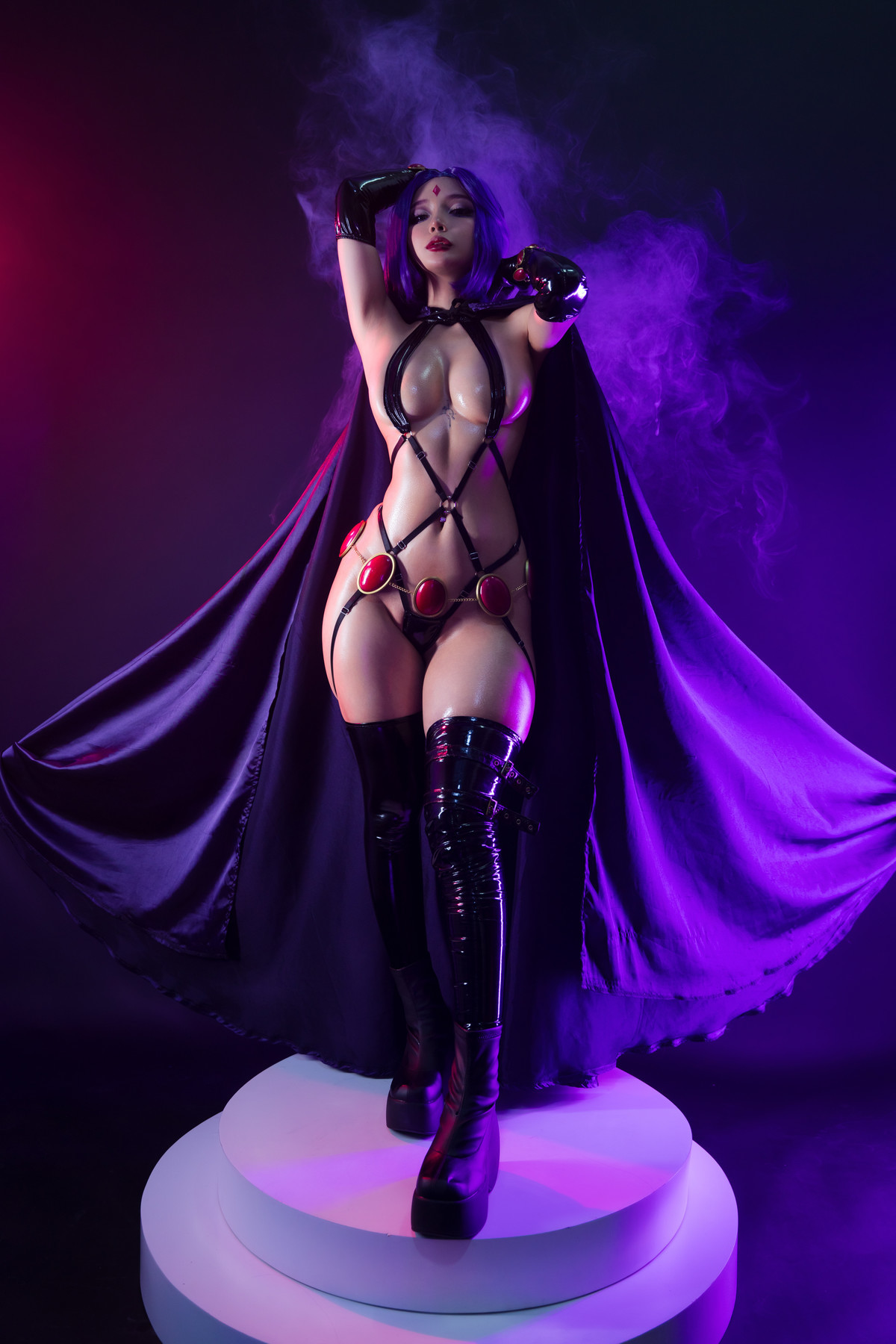 Cosplay Umeko.J Raven Latex Lingerie Set.01(2)