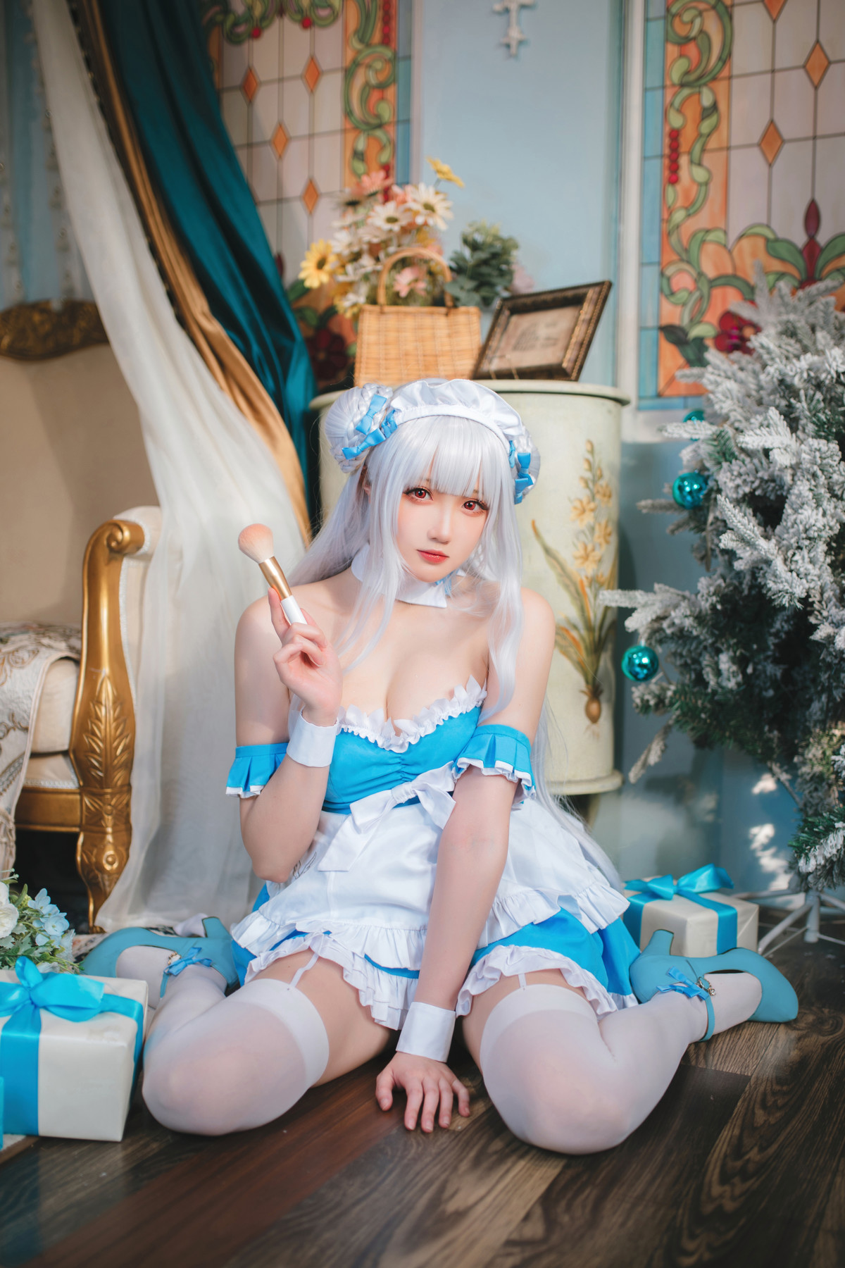 Cosplay 瓜希酱 碧蓝航线 小天鹅女仆(8)