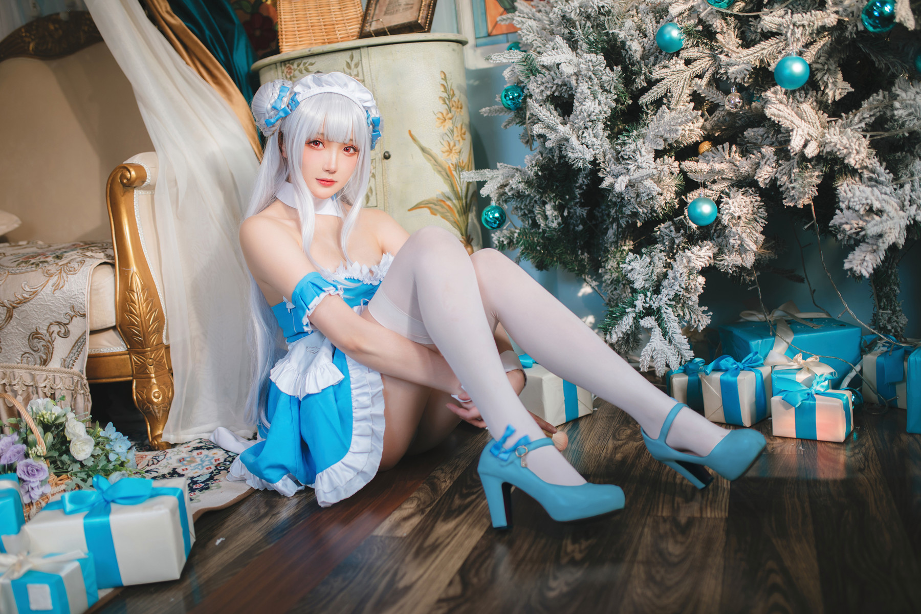 Cosplay 瓜希酱 碧蓝航线 小天鹅女仆(9)