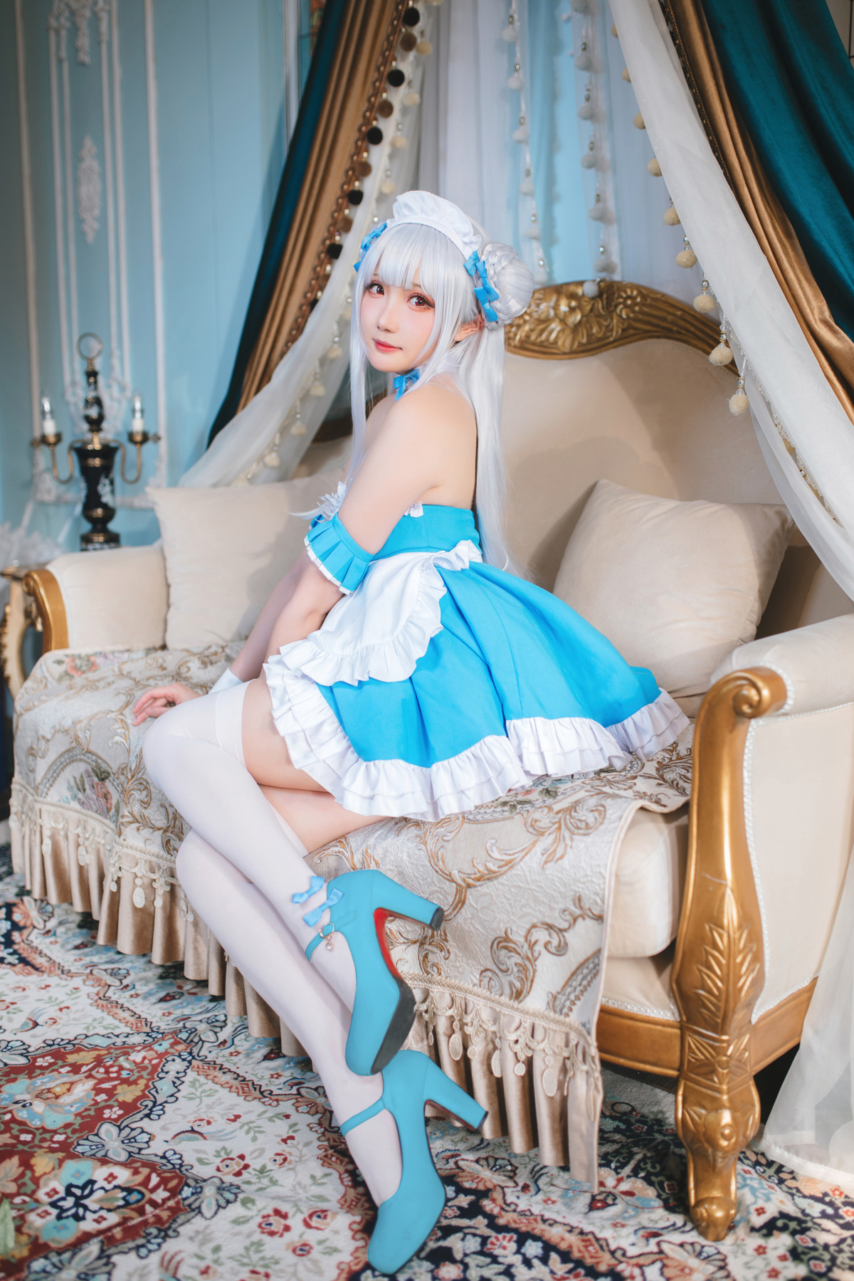 Cosplay 瓜希酱 碧蓝航线 小天鹅女仆(4)