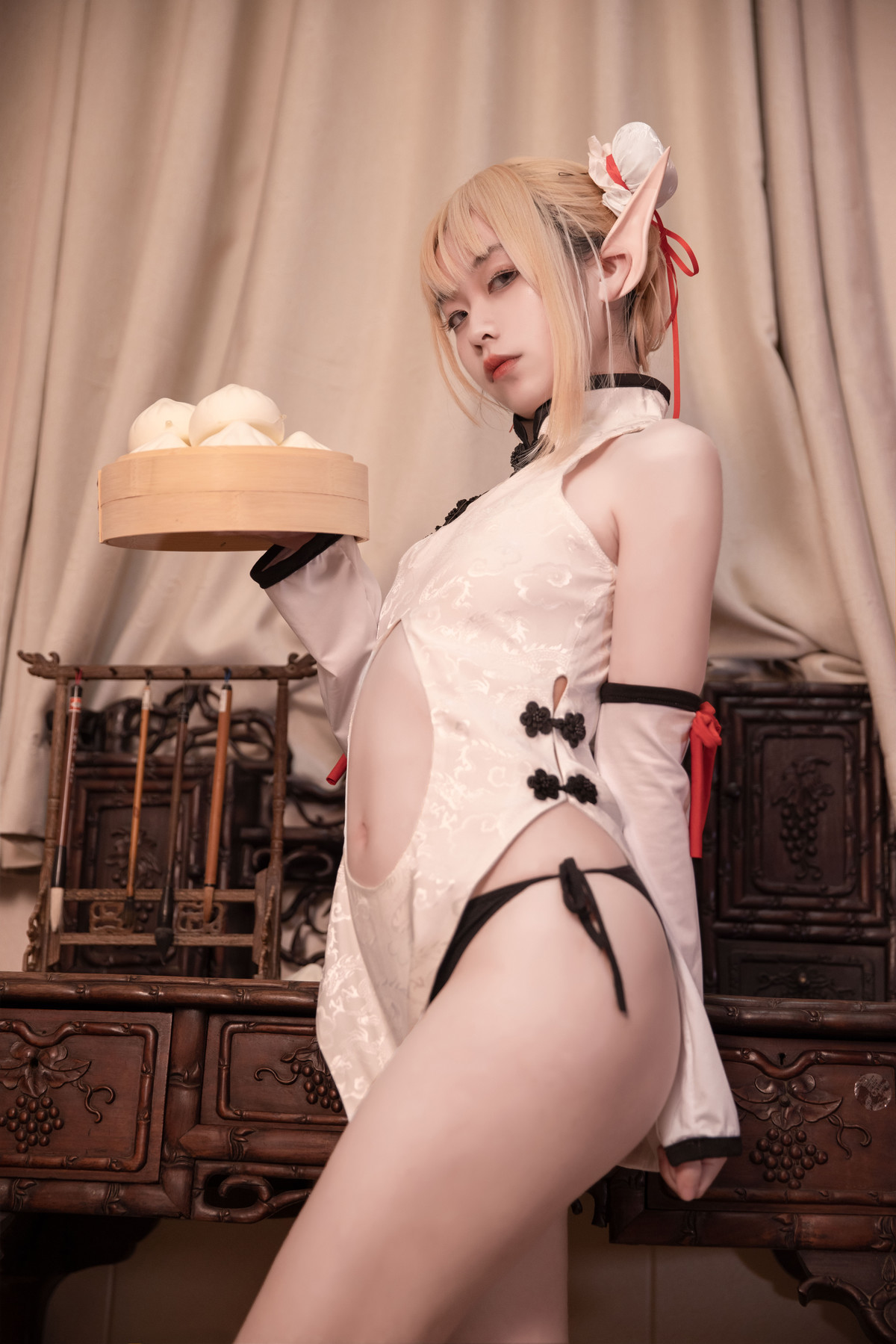 Cosplay G44不会受伤 水兰儿白旗袍(9)