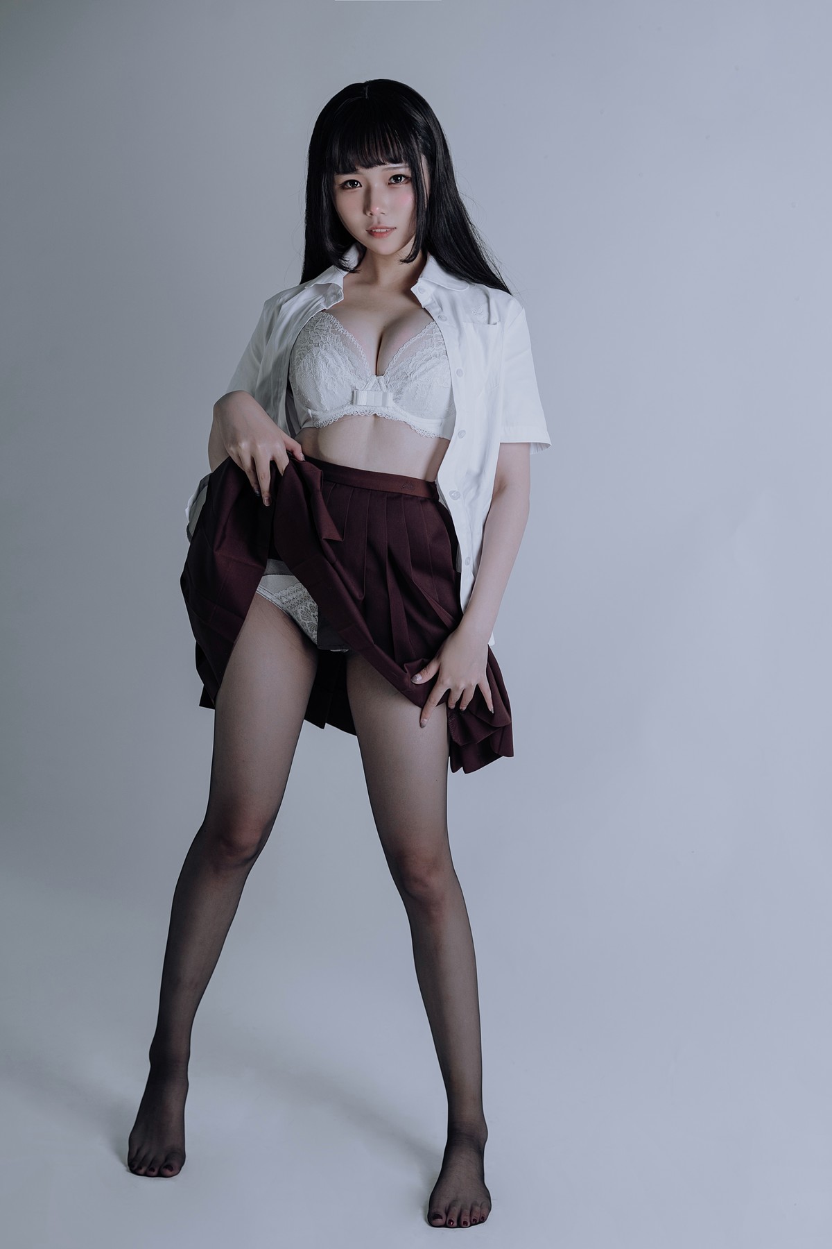 Cosplay 七月喵子 黑丝jk(1)