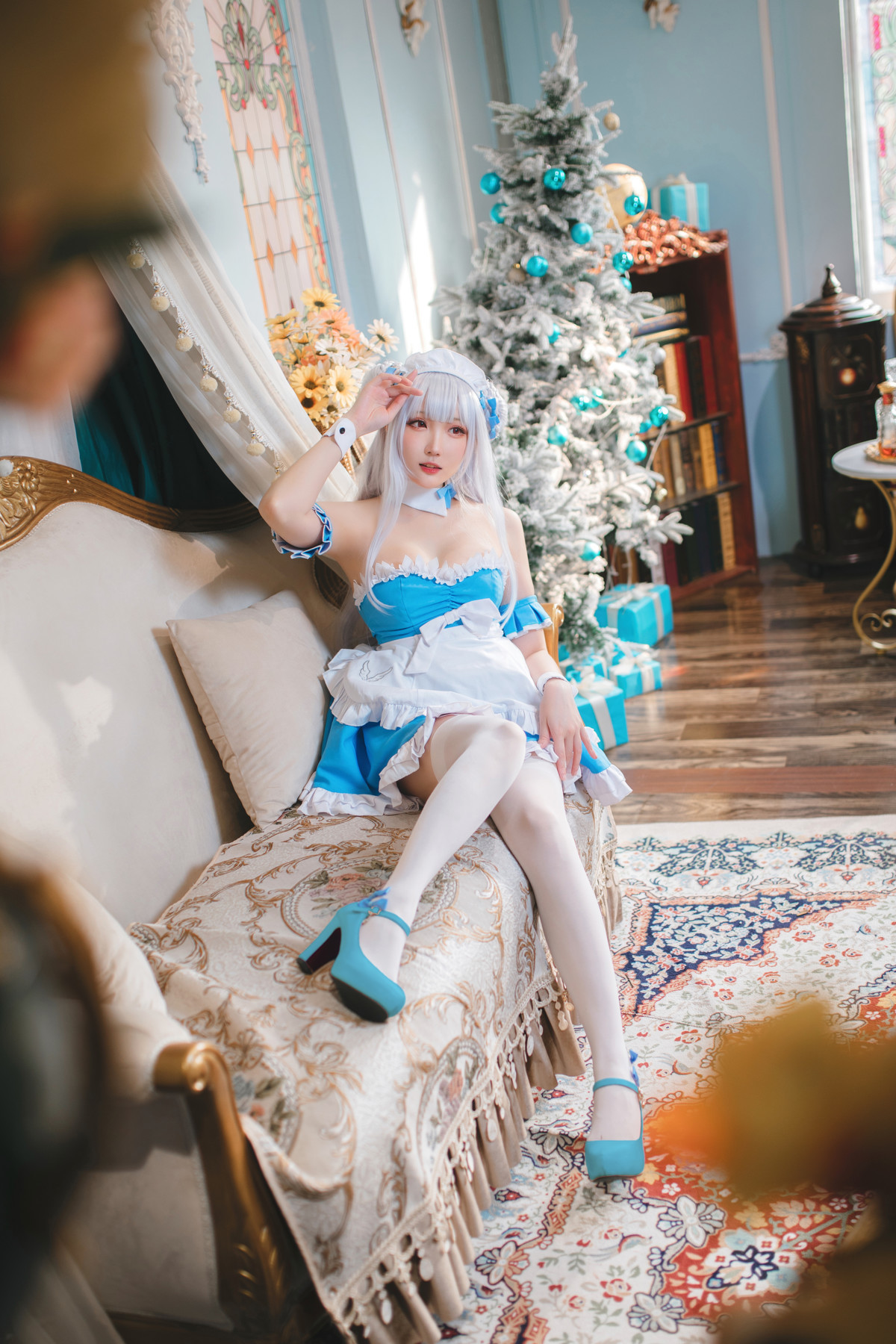 Cosplay 瓜希酱 碧蓝航线 小天鹅女仆(6)